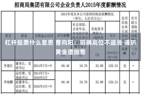 杠杆股票什么意思 曹向阳：明确高位不追涨 谨防黄金遭抛售