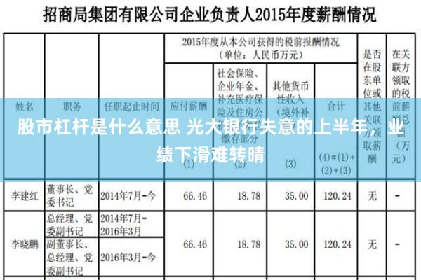 股市杠杆是什么意思 光大银行失意的上半年，业绩下滑难转晴